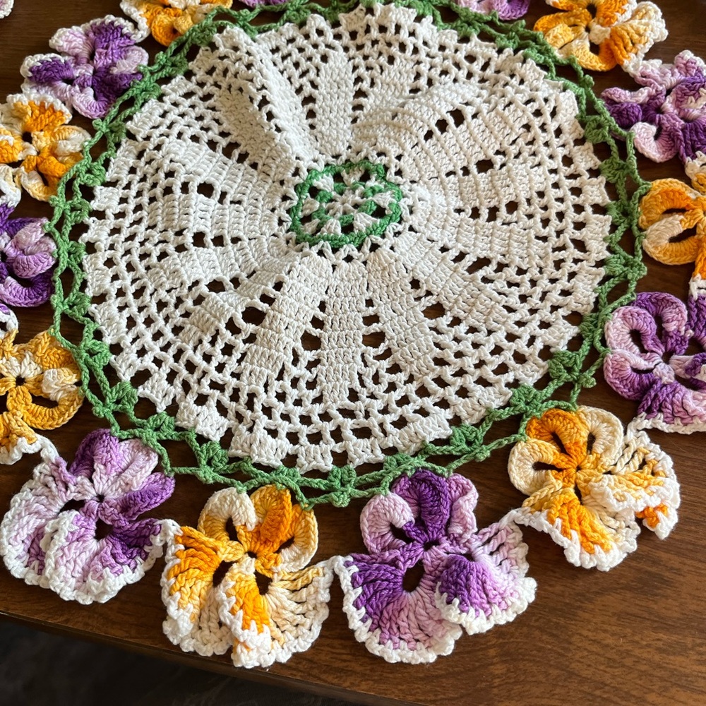 Crocheted doily green center